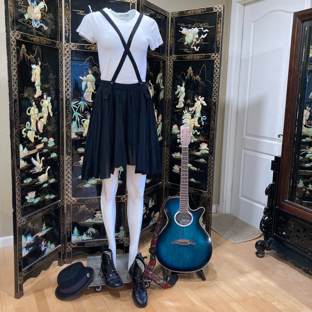 Boy band of outsiders wool suspender skirt raw 2 6 8 punk mod ska dress black